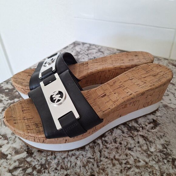 MICHAEL MICHAEL KORS // Warren Platform  Black Sandal  size 8M - Picture 5 of 8